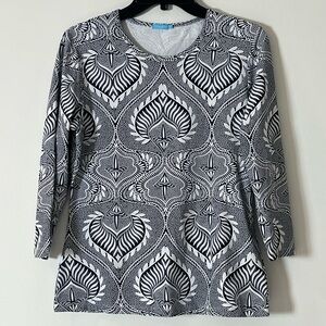 J.‎ McLaughlin Oversized Paisley Pattern 3/4 Sleeve Pullover Top M
